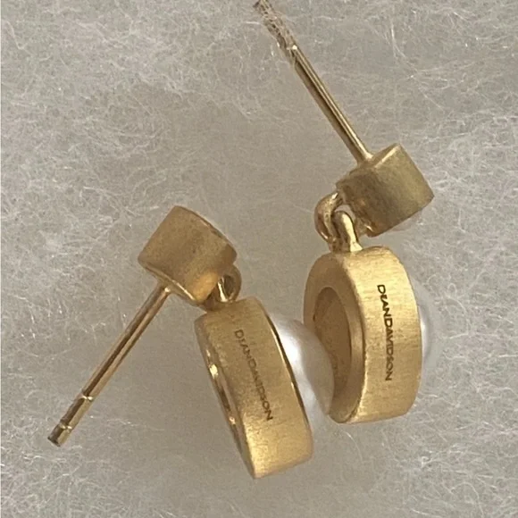 DEAN DAVIDSON Signature Droplet Earrings  22K Gold Plate Freshwater Pearl EUC! - Picture 7 of 11